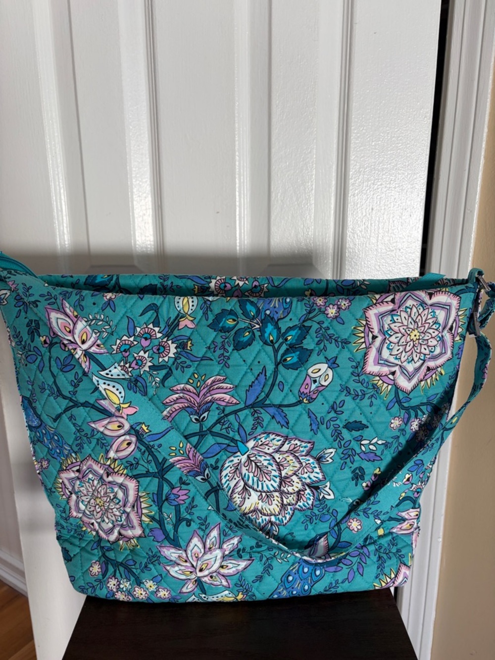 Vera Bradley Floral Quilted Teal Crossbody Shoulder Bag